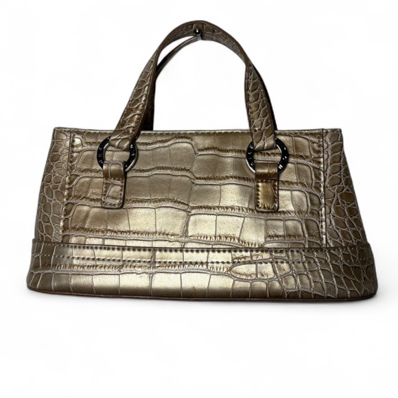 Tommy Hilfiger Crocodile Embossed Small Shoulder Bag Cream Gold - Picture 1 of 6